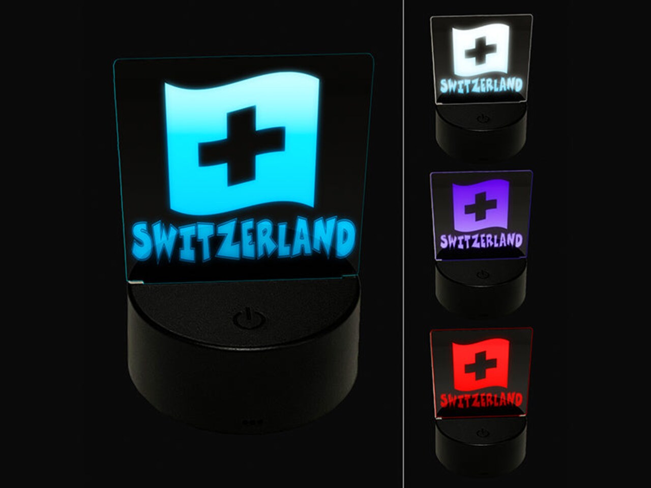 Switzerland with Waving Flag Cute 3D Illusion LED Night Light Sign Nightstand Desk Lamp